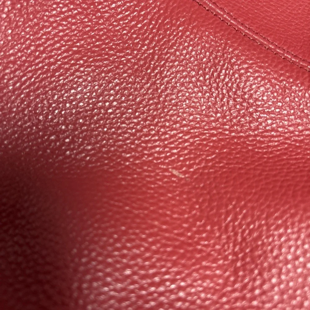 ONNA EHRLICH RACHEL Red Pebbled Leather Large Hobo Bag Purse Tassle Designer Zip